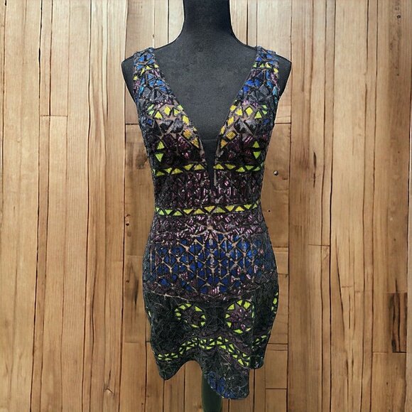 Jovani 04808 Plunging Back Sequin Dress Size 6 Prom ~Cocktail ~ Wedding - Picture 7 of 16